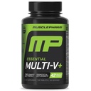 Muscle Pharm Essentials Multi-V+, The Athlete's Multi-Vitamin, Izboljšana energija, zmogljivost in imuno zdravje, Daily Multivitaminski za moške in ženske z minerali Plus probiotiki, 90 Tablete, 30 Servings