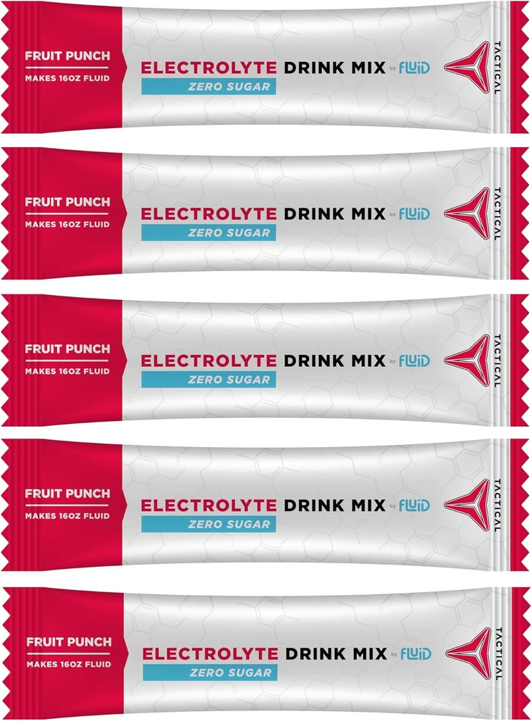Fluid taktični - nič sladkor, Keto Electrolyte Powder, Hydration Packets, Izdelano v ZDA (Fruit Punch, 25 Count)