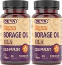 DEVA Vegan Vitamini, Borage Oil 500mg, Vir Omega-6 Maščobne kisline GLA (Gama linolenska kislina), Hladno in neprečiščeno, 90 tablet (Pack po 2)