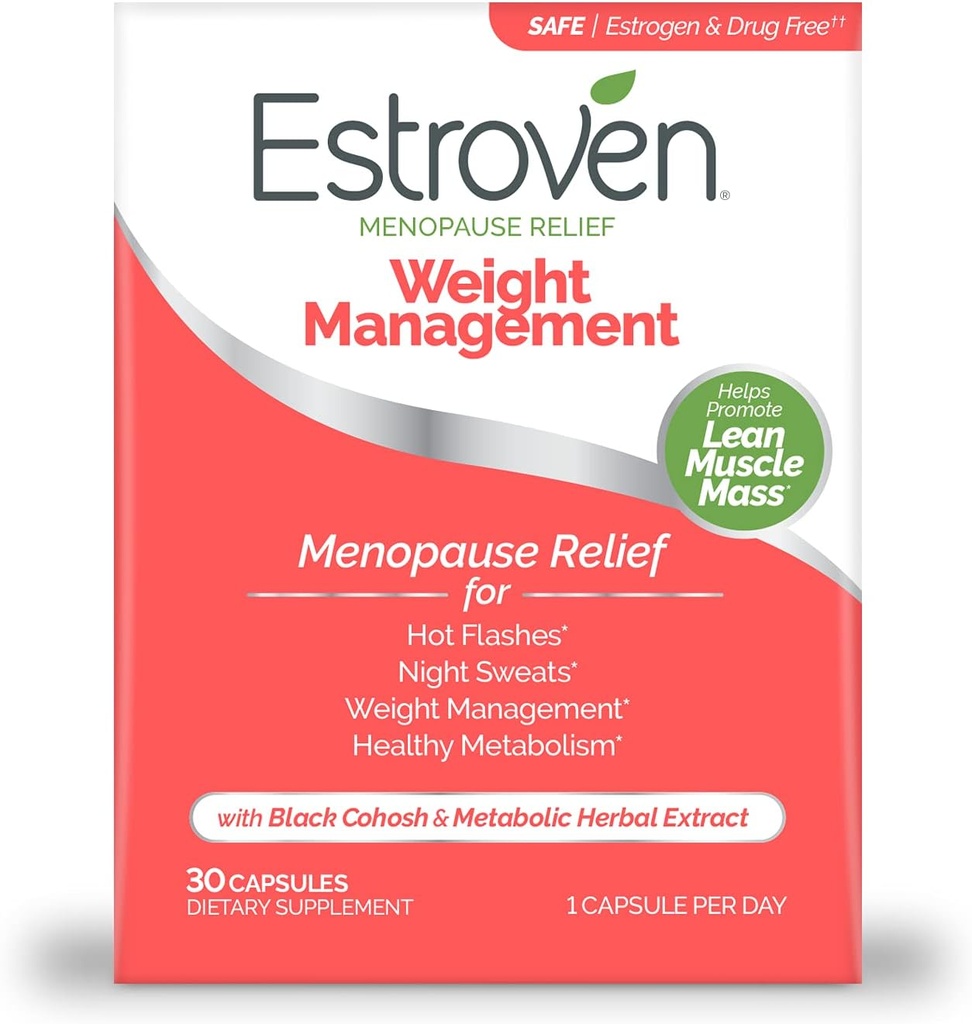 Estroven Menopause Relief Teža Upravljanje 60 & 30 Klinično dokazano upravljanje Teža Vroče Flashes nočno potenje