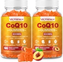 2 paket CoQ10 Gumies 3000 mg - Plus Omega-3, vitamin B3 & cink, visoko Absorpcijski koencim Q10 dopolnila za celično energijo in antioksidant podporo, vegansko 120 število