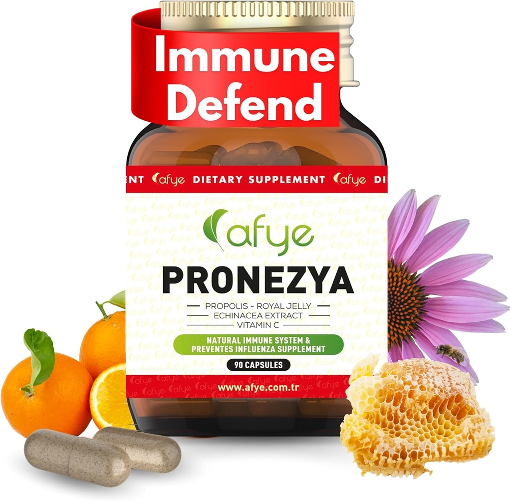 Podpora imunskega sistema - naravna mešanica Propolisa, Royal Jelly, Echinacea & Vitamin C - izboljša zdravstvene rastline na osnovi 90 kapsul (paket po 1)