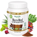 MacroLife Naturals MacroMeal Vegan čokoladni proteini v prahu Superfood Greens Probiotiki + Fiber, Imunska energija Prebavne dnevne esencialne snovi za ženske in moške Gluten-free - 23,8oz (15 Serving) Čokolada