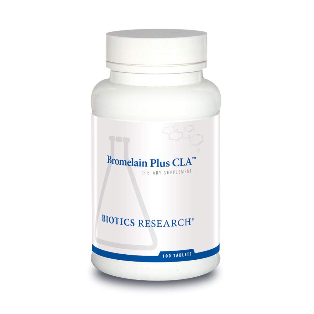 Biotics Research Bromelain Plus CLA PriloÅ3⁄4nosti Bromelain in Papain, Zagotavlja dodatno podporo Enzyme, Podpira Muscular Comfort 100 tablet