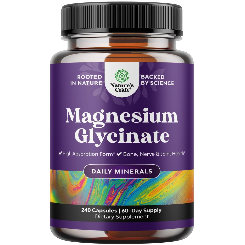 Visoka absorpcija Magnezij Glycinate Kapsule - 500mg Magnezij Glycinate Per Serving for Caliring Sleep Plus Muscle Bone & Nervie Support - Chellied 500mg GMP Certified 240 Count