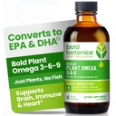Bold Botanica Rastlina Omega 3-6-9, z Ahiflower Oil, Vegan Omega 3, Popolne Omega na osnovi rastlin za zdravje možganov in imunskega sistema, Boljše kot Flax, Ribe proste, Odličen okus, Sugar-free, Non-GMO, Liquid- 4 oz