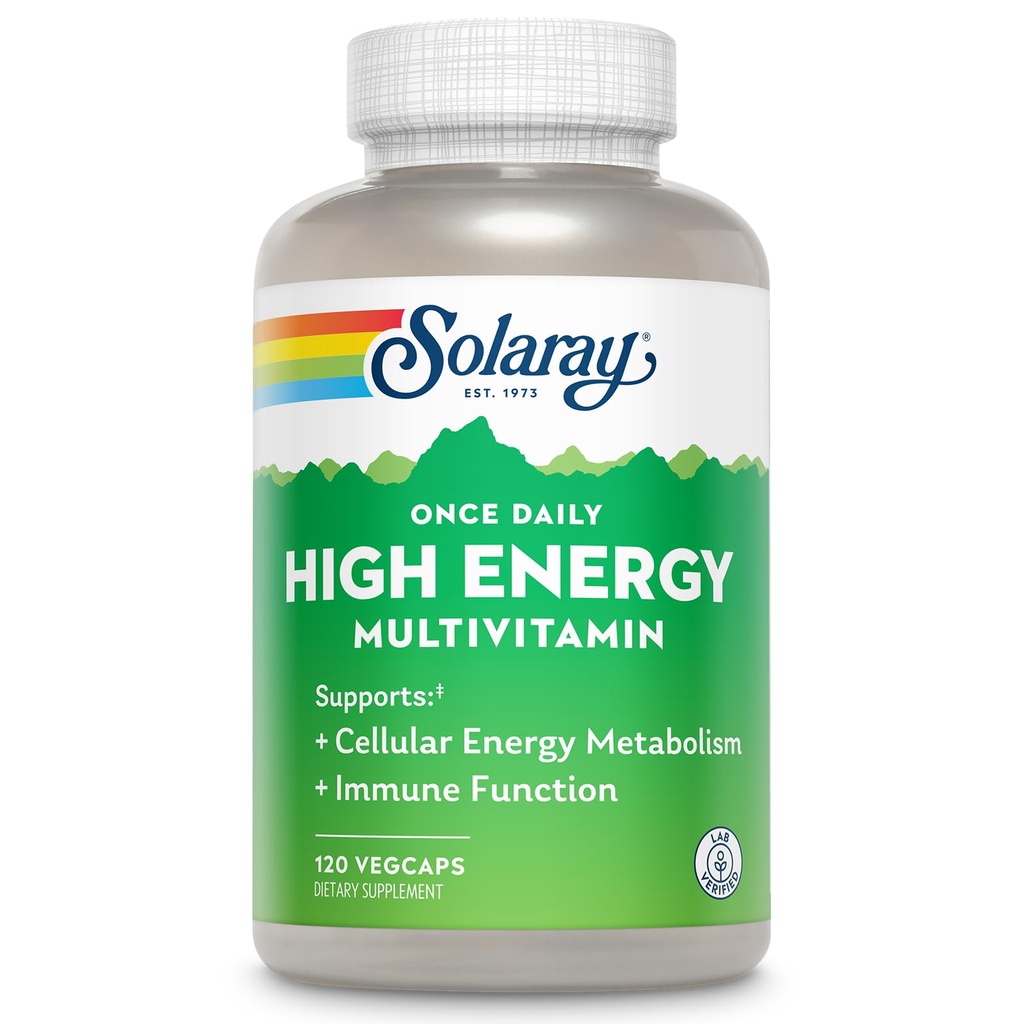 SOLARAY Enkrat na dan visokoenergijski multivitamin za ženske in moške - energijske dodatke - Imunska podpora w/Vitamin C, A, D in E, Vitamin B kompleks, Trace Minerali, 60-dnevno jamstvo, 120 Serv, 120 VegCaps