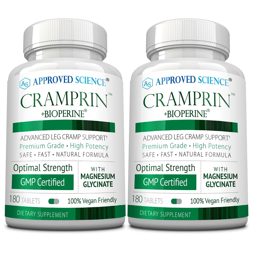 Odobrena znanost Cramprin - visoka absorpcija Magnezij, vitamin B kompleks, BioPerin - 6 mesecev dobava - 2 steklenici - Vegan