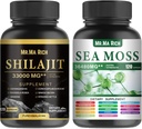 Kapsula Sea Moss in Shilajit Bundle, Ashwagandha Rhodiola Rosea Ginseng Cordyceps Gobe Ginkgo Biloba Sting Nettle Magic Moss Blendim Black Seed Turmeric Bladderwrack Burdock Črna paprika