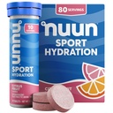 Nuun Sport Elektrolitske tablete z magnezijem, kalcijom, kalijem, kloridom in natrijem, brez glutena in veganom, citrusovim sadjem, 8 pakiranj (80 skupaj)