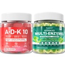 Prebavne encime Gumies 1000mg Žvečljiva - Breakdown hrane Hitro, 90 milijard CFU, probiotik, postbiotik, Prebiotik & fiber mešanica in vitamin ADK Gumies + kalcij magnezijev cink dodatek
