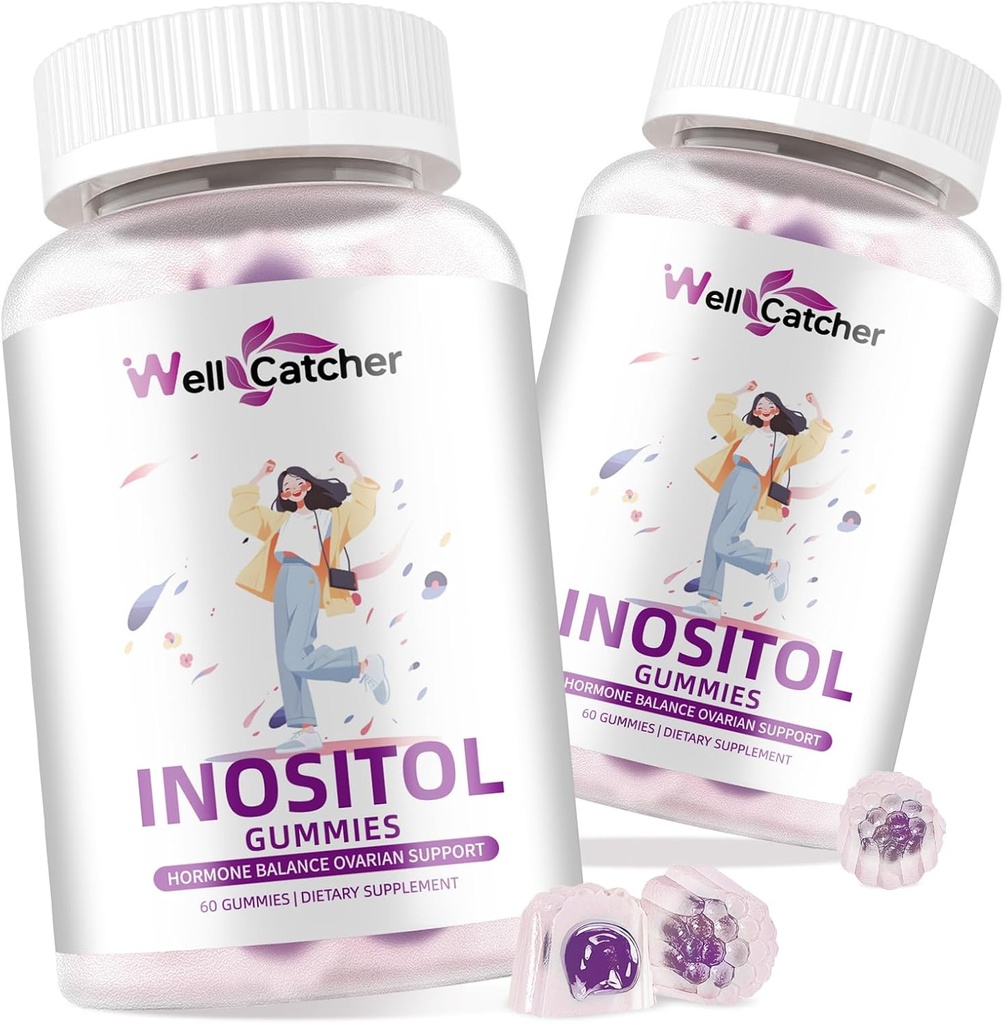 Inositol Gumies Myo-Inositol & D-Chiro Inositol Ideal 40:1 Ratio Inositol Dodatek z Omega-3 Vitamin D3 Podpira zdravo ovulacijo Cikel regulacije grozdne arome 2 pakiranji