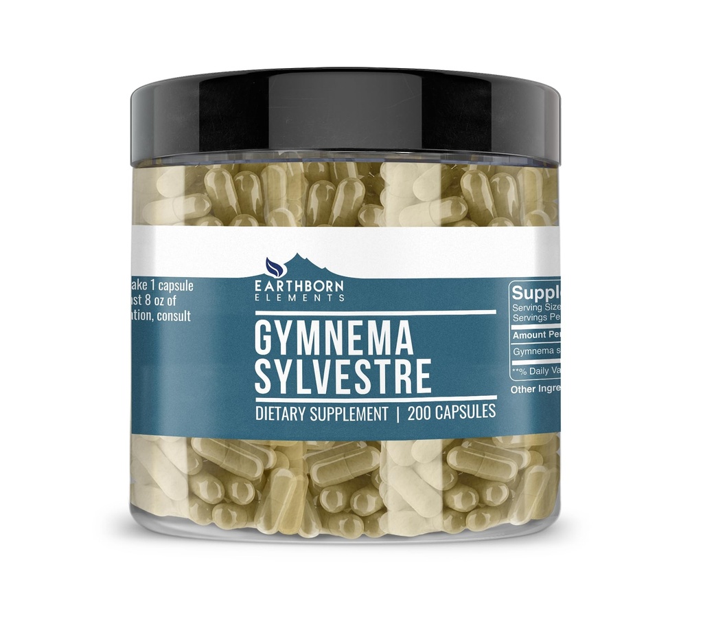 Elementi iz rodu Earthborn Gymnema Sylvestre 200 kapsul, čistih in nerazredčenih, brez dodatkov