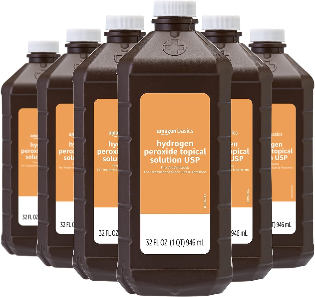 Basics Vodik Peroksid topična rešitev USP, brez arome, 32 Fl Oz, pakiranje po 6