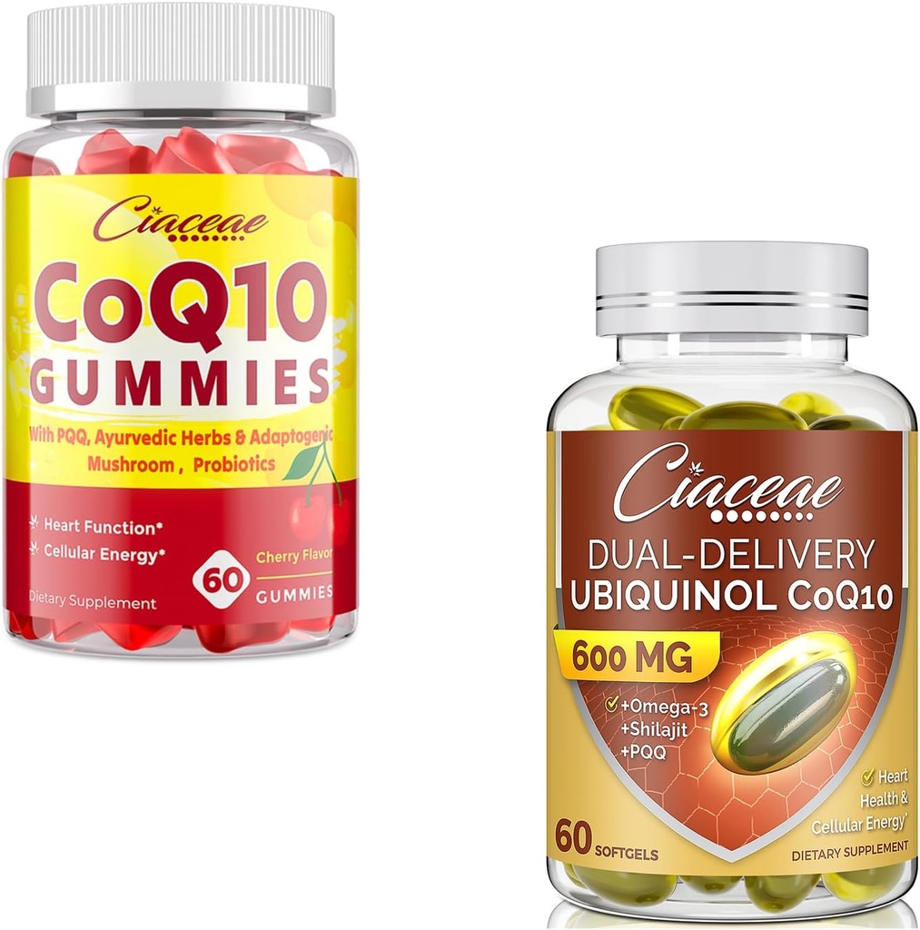 Ubikinol CoQ10 600 MG 60 Softgels paket s CoQ10 Gummies 400 MG 60 Število