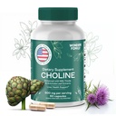 Choline Bitartrate 500MG - Premium Choline dopolnila - Jetrna podpora dodatek & Gallbladder dopolnila - Colina Suplemento 500 mg Orgánica - Možganski vitamin za spomin in fokus - 60 Choline Caps