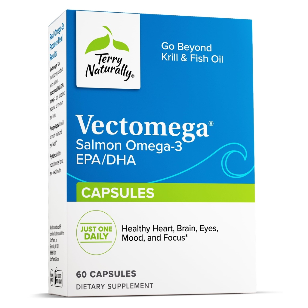 Terry Seveda Vectomega - prehranska dopolnila z EPA & DHA - Omega-3 tablete za zdravje možganov in srca - prehranska dopolnila z esencialnimi maščobnimi kislinami in peptidi - 60 kapsul