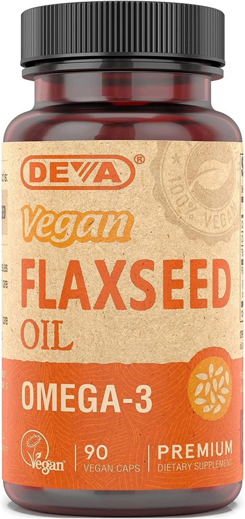 Deva Vegan Vitamini Laneno olje, 500 MG, Vegan, 90 Vcap (4 pakiranja)