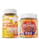 Sladkor brez kurkumin Polnjene Gumies 550mg za odrasle,Vegan železa Gumies dodatek z vitaminom C