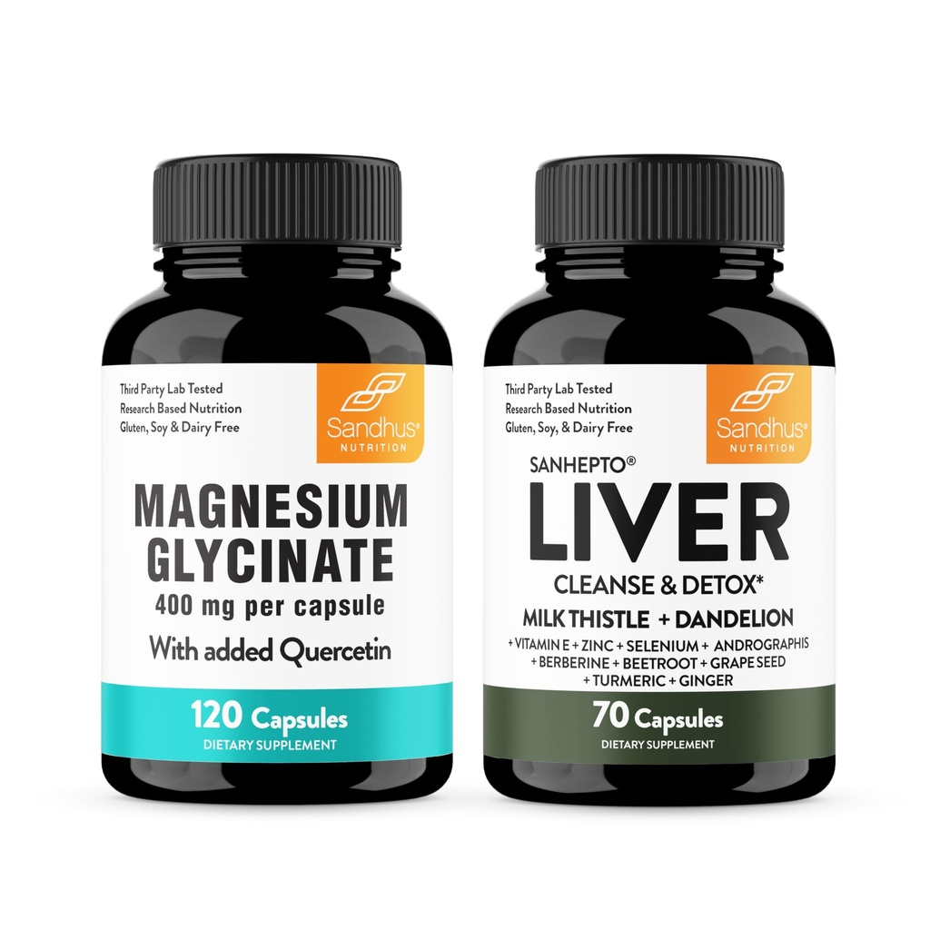 Sandhu's Magnezij Glicinat z Quercetin & Jetra podporo kapsule 