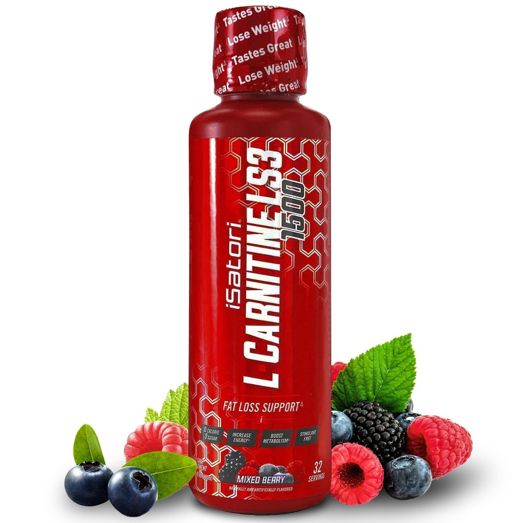 iSatori L-Carnitine LS3 1500, trojni tekoči L karnitin dodatek, z Acetil & Tartrate, Stimulant brezplačno, nizke kalorije, sladkor & Gluten brezplačno, Keto-prijatelj, mešane jagodičje aromo (32 Servisi)