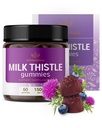 HERBAMAMA Milk Thistle dodatek - 1500mg Milk Thistle Seme Gumies za čiščenje jeter - Vegan, Non-GMO Jetrna podpora s Silybum Marianum - 60 Pektin na osnovi borovnice-Flavored Chews