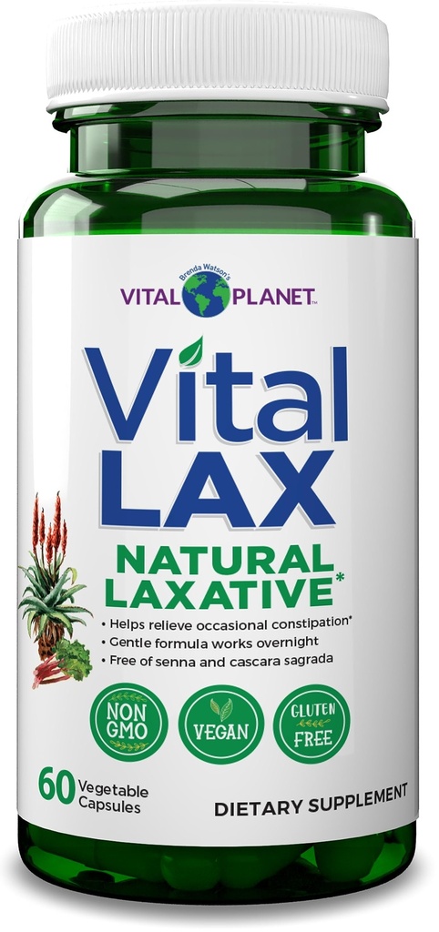 Vital Planet - Vital Lax Natural Laxative Cleanse dodatek za občasno zaprtje, z magnezijevim hidroksidom, spolzko Elm, Aloe, in Triphala za podporo Bowel Rednost 60 kapsule
