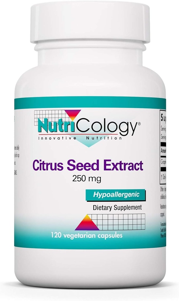 Nutrikologija Izvleček semen Citrus - izvleček semen Grenivke 500mg, Podpira metabolično funkcijo, Onesnaževalo, Vegetarijanske kapsule - 120 Število