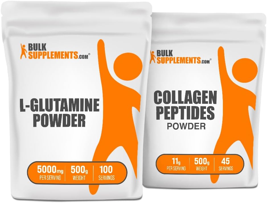 BulkDodatki L-glutamin 500g + kolagen peptidi 500g