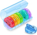 Sukuos velike tedenske tablete Organizator 2 krat na dan, Daily Pill Box 7 dan Enostaven za odpiranje z dvojno zaščito, AM PM tablete Primer za medicino/vitamin/ribje olje/dodatki (modra)