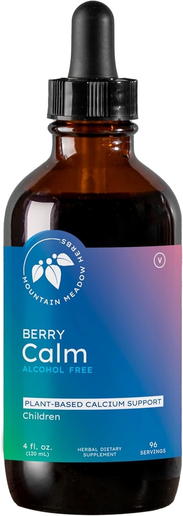 Mountain Meadow Herbs Berry Pomirite se za otroke – Zeliščni kalcij dodatek za močne kosti, Zobje, Fokus & Sprostitev, Great Degusting Liquid Formula, 4 oz