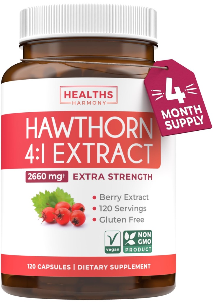 Super Potent Hawthorn Berry Extract kapsule - Hawthorn Berry dodatek Izdelano iz dodatne moči koncentrat za podporo srce in prebavnega zdravja - Vegan non-GMO & Gluten brezplačno (4 mesec oskrbe)