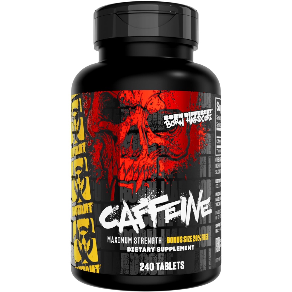 Mutant Kofeinske tablete – Farmacevtsko-grade Pure Caffeine dodatek za povečanje energije, fokus, duševno budnost, zmogljivost, & vzdržljivost – zmanjša utrujenost in obnavlja budnost – 240 tablet