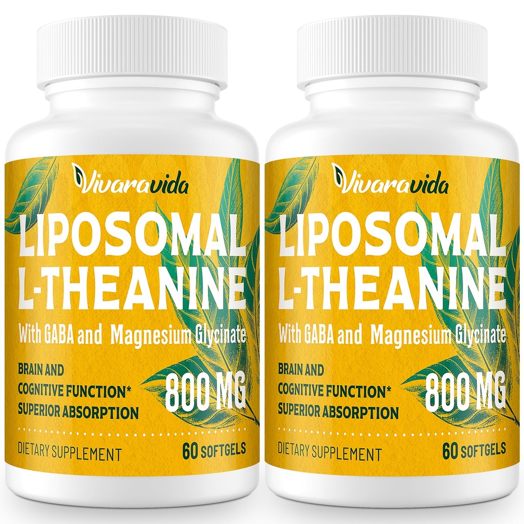L-Theanine 800mg dodatek z GABA in Magnezij Glycinate - naravne spojine, spanje in sprostitev (120 Softgels)