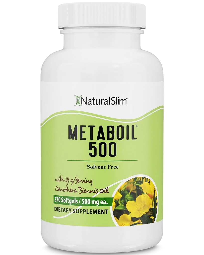 NaturalSlim Evening Primrose olje za ženske 1500mg iz hladno stiskanega olja - Metaboil 500 GLA dodatek gama linolenska kislina za zdravje žensk, Presnova, zdravje srca in kože - 270 softgels
