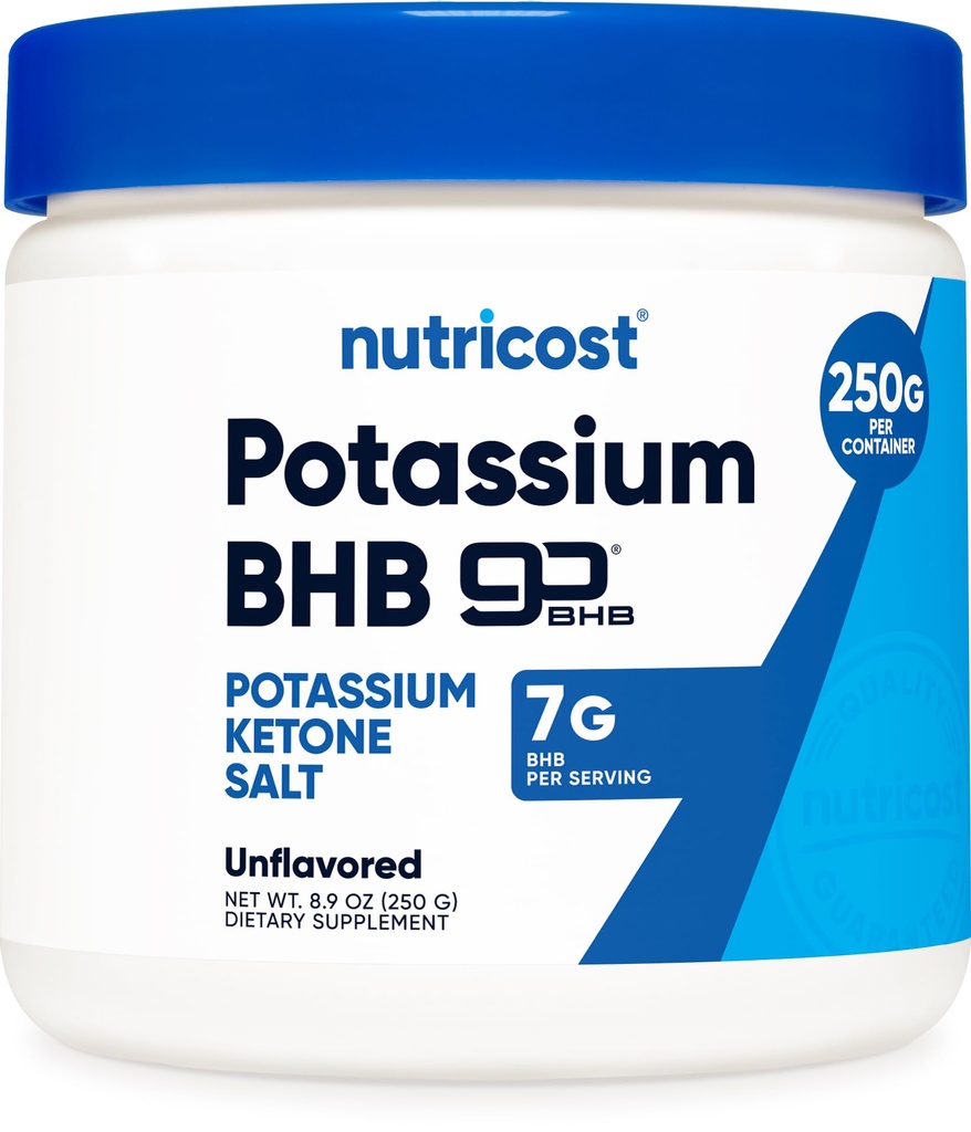 Nutricost Kalijev BHB soli, Exogeni Ketone dodatek, 6.4g beta-hidroksibutirat na obrok, 250 gram
