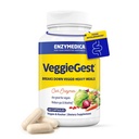 Enzymedica, VeggieGest, Prebavne Encimi, Podpira občasno plin in napenjanje Relief iz visoke vlaknine, za Veganske in vegetarijanske diete, Enzyme Mešanica za digestivno zdravje, 60 grof