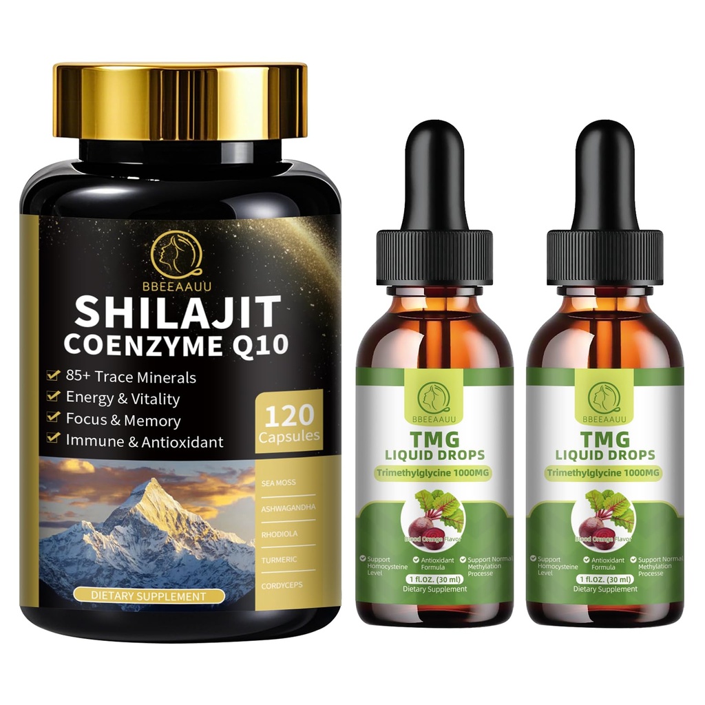 TMG (Trimetilglicin) dodatek tekoče kapljice in Shilajit kapsule z morskim mahom