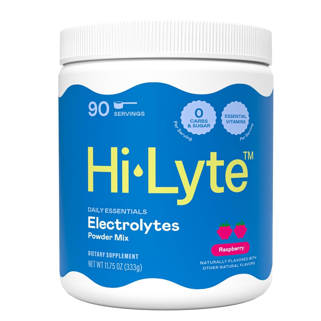 Hi-Lyte Raspberry Elektrolit Powder, Daily Hydration dopolnilna pijača Mix, 90 Servings  Gluten-free 