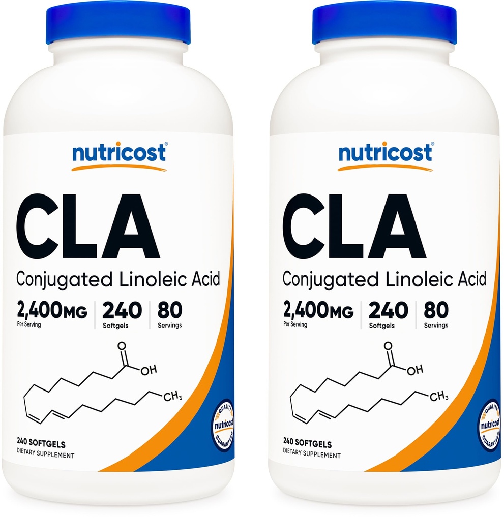Nutricost CLA (konjugirana linolna kislina) 2.400mg, 240 softgels - Gluten Free, Non-GMO, 800mg Per softgel (2 steklenici)