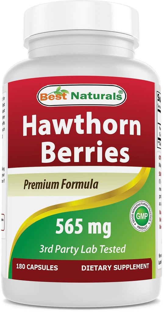 Najboljši naravni Hawthorn Berry 565 mg 180 kapsul (180 kapsul (1 vrečka)