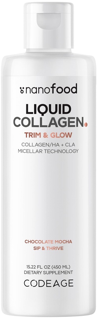 Codeage Tekoči kolagen dodatek čokolada arome, Beauty Trim & Glow liposomal kolagen peptidi, CLA konjugirana linolna kislina, hialuronska kislina, vitamin E, hidroliziran, ne- GMO, 15.22 fl
