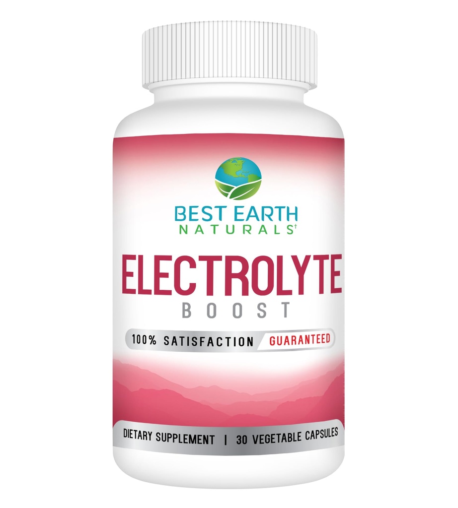 Best Earth Naturals Elektrolitski dodatek - Podpora elektrolitsko ravnovesje z vitaminom D, kalcij, magnezij, natrij, kalij, boron in več - 30 ct. kapsule