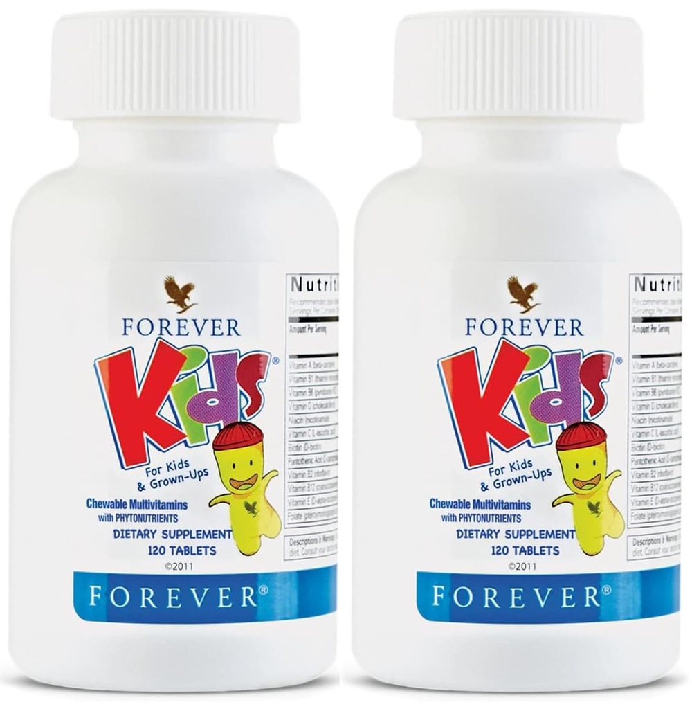Večno življenje - otroci žvečljivi multivitamin - grozdni okus za zdravo rast in razvoj - brez umetnih arom - 120 tablet (paket z 2)