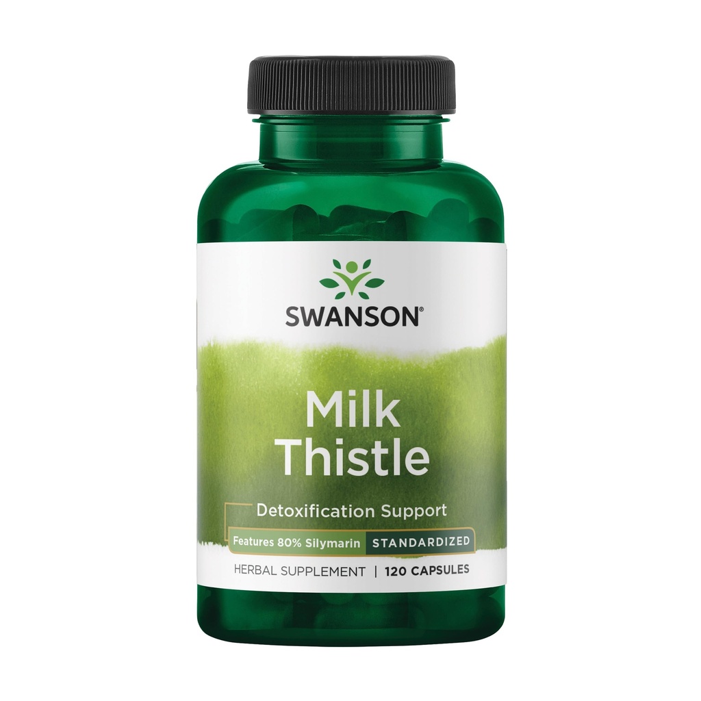 Swanson Milk Thistle (standardizirana) - Zeliščna jetrna podpora dodatek w/ 80% Silymarin - naravna formula, ki pomaga ohraniti splošno zdravje in dobro počutje - (120 kapsul)