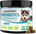 Eagou Diary probiotiki za pse - pasji probiotiki za digestivno zdravje, Gut Health dopolnila s prebiotiki, kozje mleko, Omega 3, Vitamini, Žvečilke za pasje diareje, Želodec, Plin Relief - 120 Ct