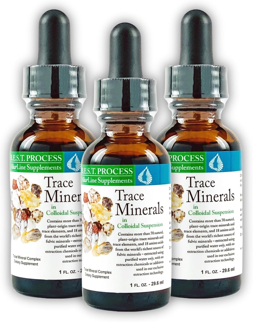 Morter Trace Minerals in Colloidal Suspension (3 Pack) Morter HealthSystem Najboljši proces Alkaline — Nutrient Dens Trace Elements, Fulvic Minerals & Aminokisline