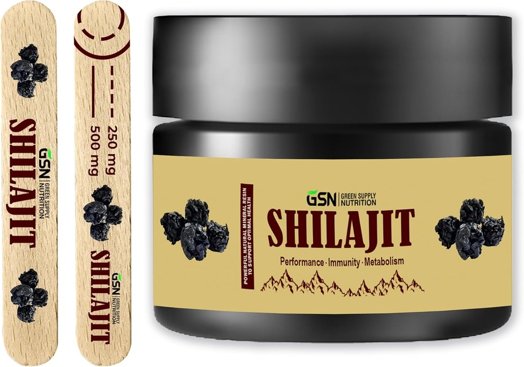 Zelena dovod organski shilajit Resin 30g: čista himalajska mešanica z 85+ Trace Minerali & Fulvic Acid - 600mg Največja moč za povečanje energije in imunske podpore, 50 Serving