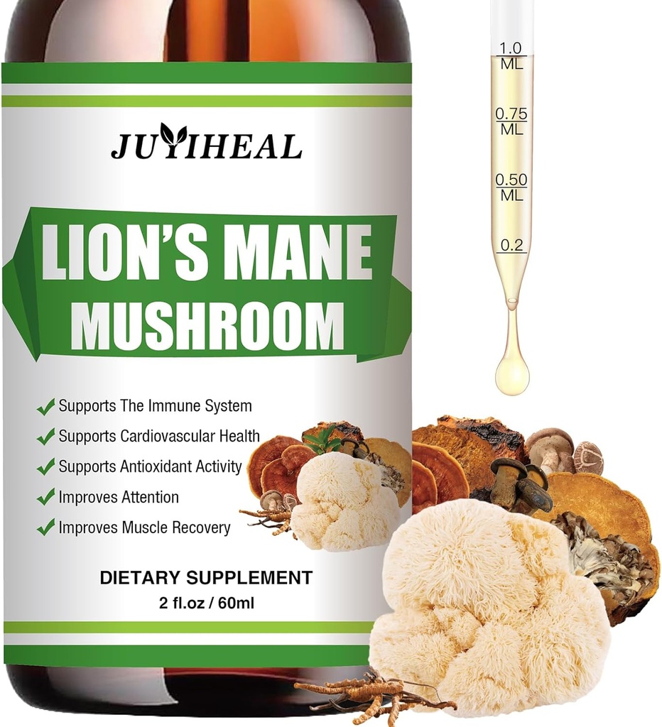 Livo Mane Liquid - Brain Support, Energy, Memory & Focus - Sugar & Alkohol-free Lions Mane Dodatek - 2 Fl OZ, 2 Mesec dobave