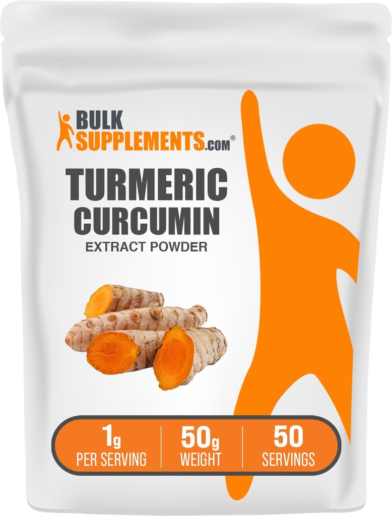 BulkSupplements.com Kurkum ekstrakt v prahu - iz kurkuma korena, Curcumin dopolnila, kurkumin v prahu - Gluten prost, 1g na serviranje, 50g (1.8 oz) (Pack of 1)